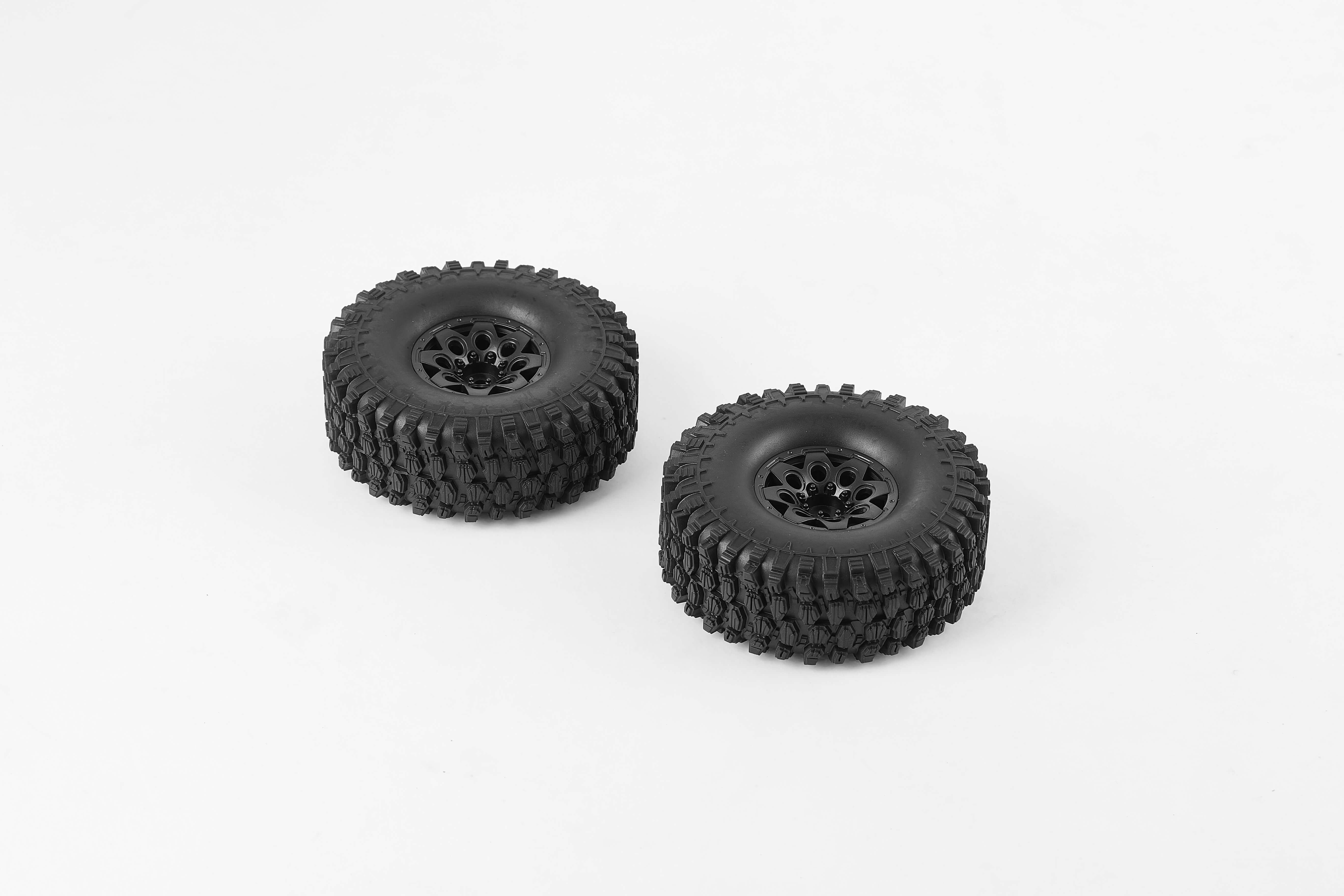 Black climbing wheels for RC vehicles with deep treads