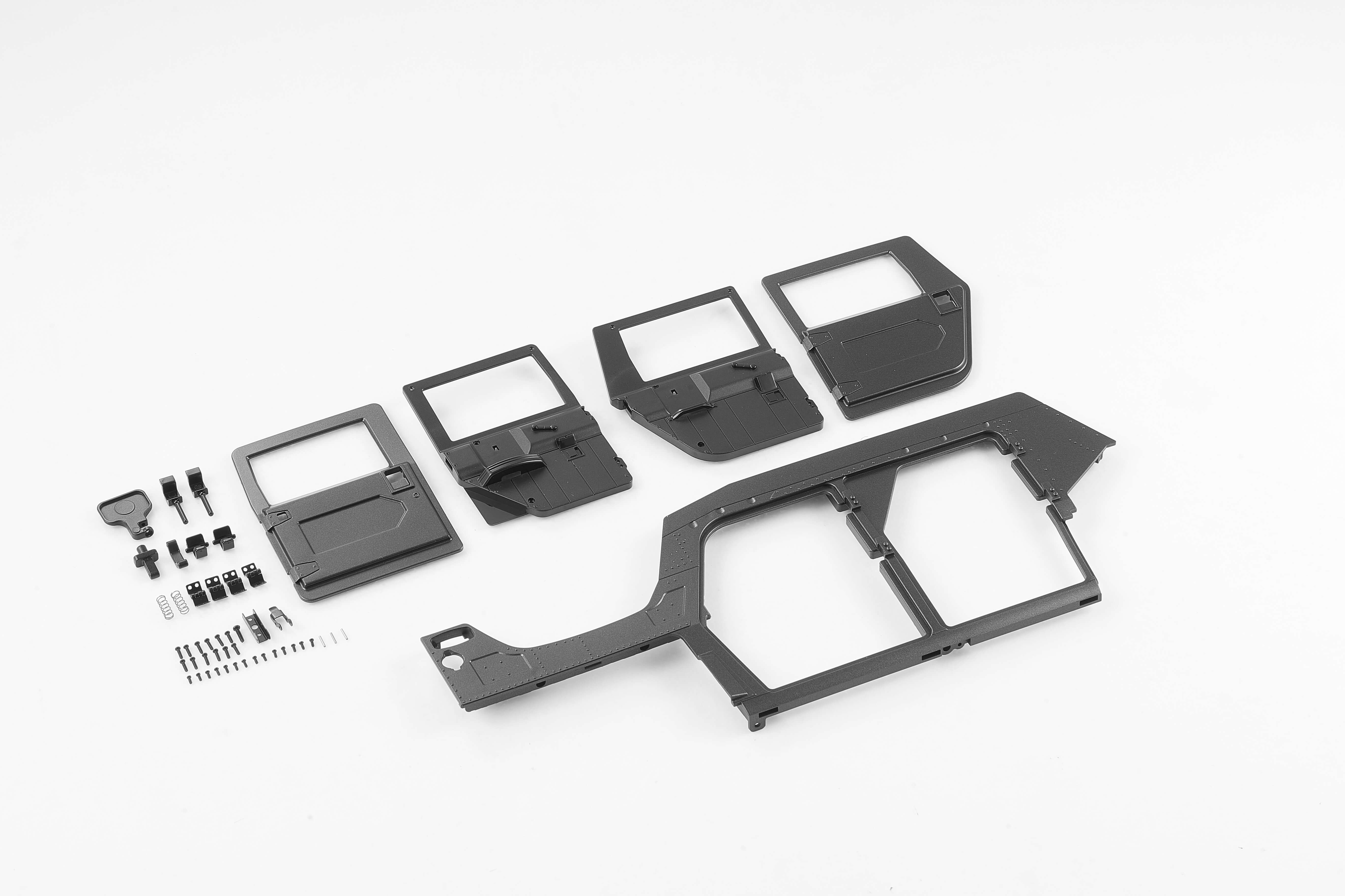 1:12 Hummer H1 black left door set and accessories for RC vehicle.