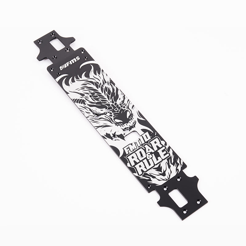 Black FMT10 Colorado metal chassis supportor with dragon artwork and 'ROAR & RULE' text