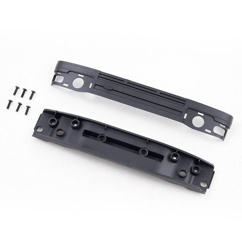 Black plastic FCX10 Discovery front grille set with mounting screws.