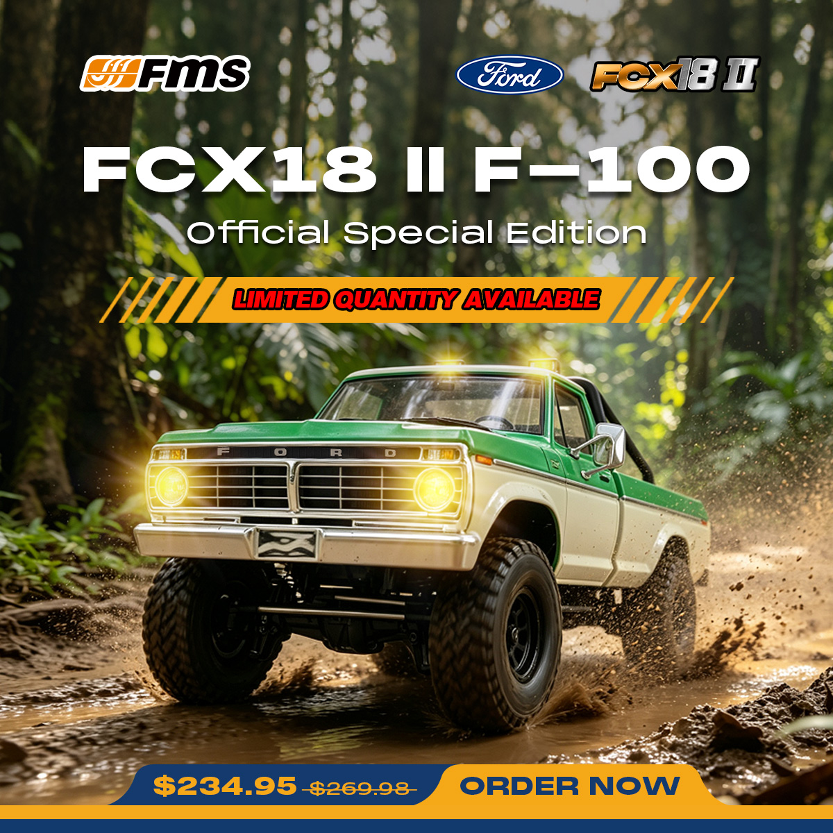 FMS 1:18 FCX18 II Ford F-100 RTR Brushed (Special Edition)