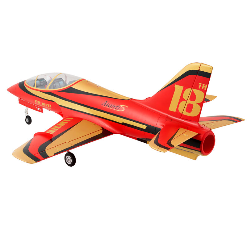 FMS 90mm Avanti EDF Jet 18th Anniversary Edition, red and gold livery with "18 TH" on tail.
