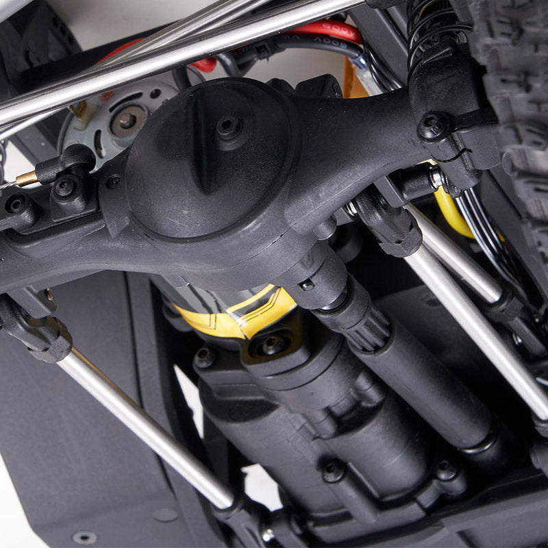 FMS 1:10 Canyon RS remote control car's black plastic portal axle and driveshaft assembly.