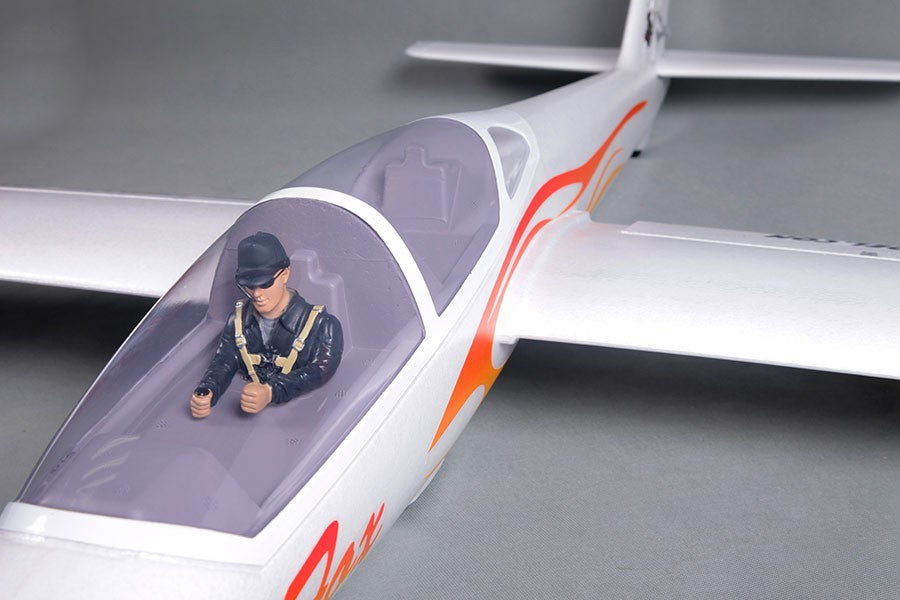 FMS 2300mm FOX V2 Glider PNP cockpit with pilot figurine and flame decals