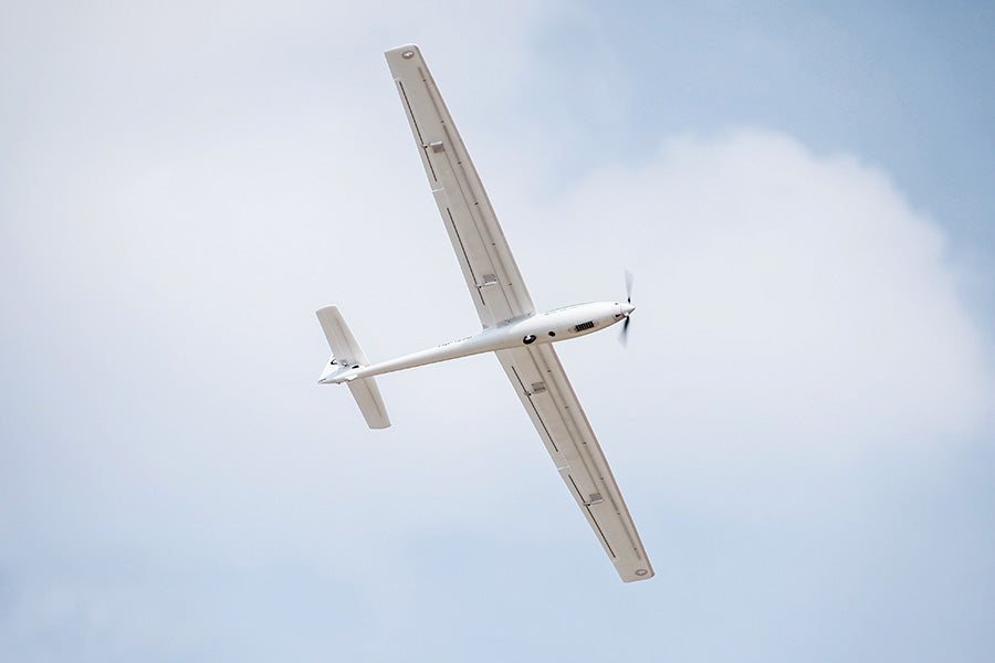 FMS 2500mm ASW-17 EP Glider PNP airplane in flight with large wingspan and propeller