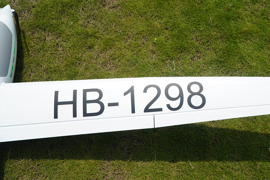 FMS 2500mm ASW-17 EP Glider wing with HB-1298 marking on green grass