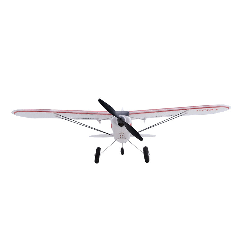 Model airplane with a propeller on a white background