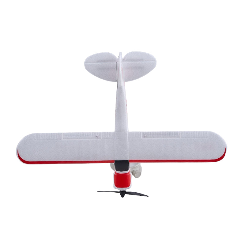 Model airplane with red accents on a white background