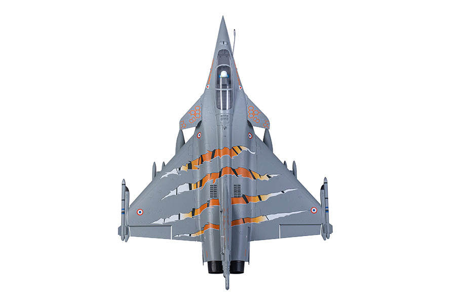 FMS 64mm Rafale EDF jet top view with NATO Tiger Meet vibrant color pattern