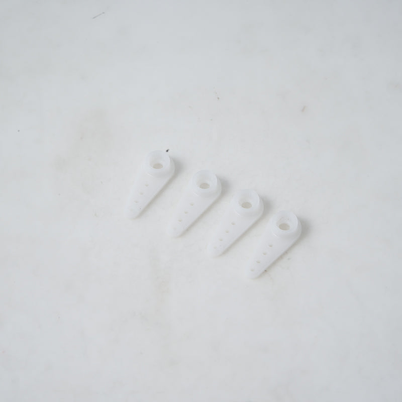 Four white FMS 17g/23g servo arms for RC planes