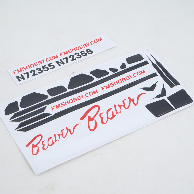 800mm Beaver decal sheet (red), N72355, red script, black accents
