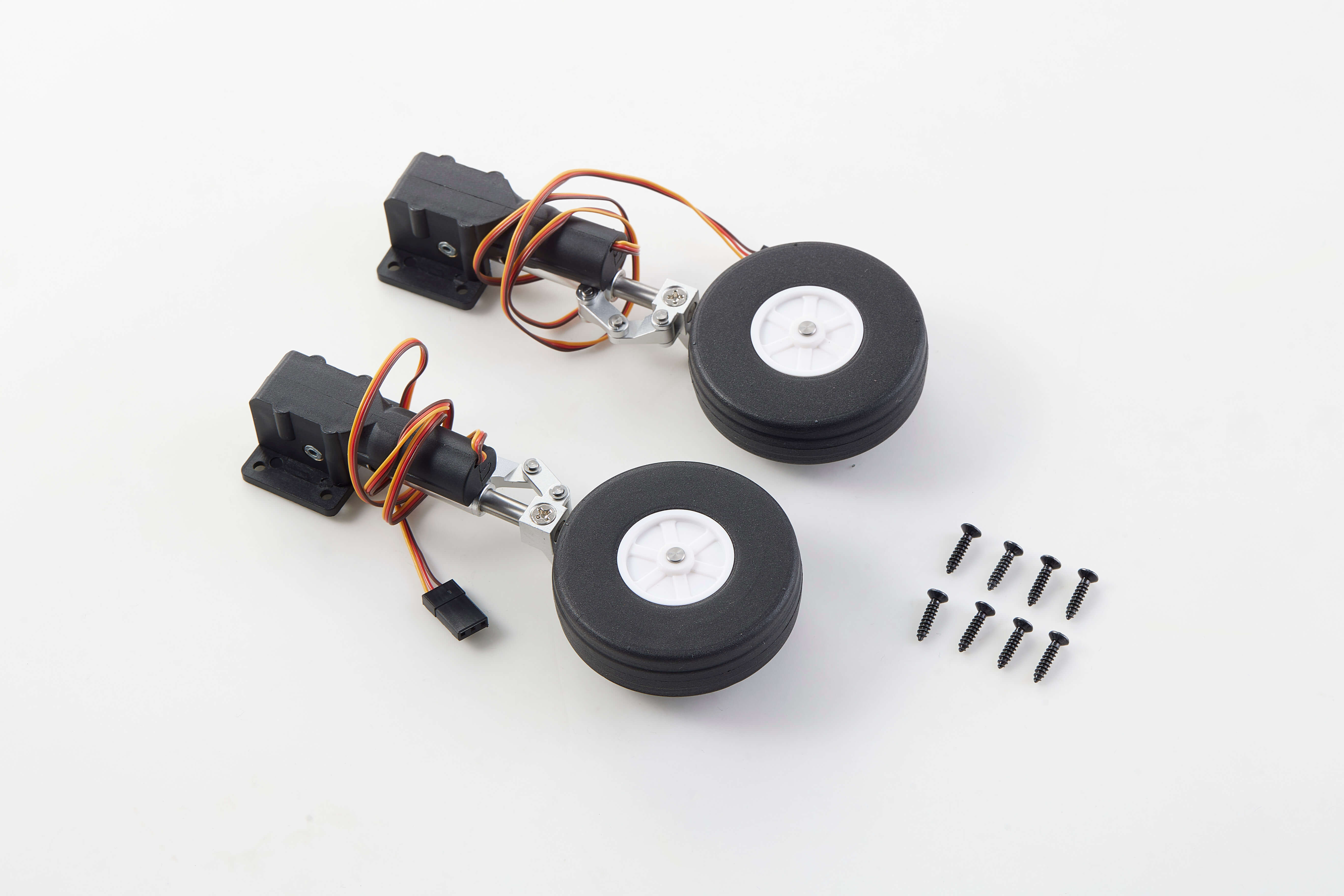 70mm Viper main landing gear with wheels, servos, and screws for RC planes