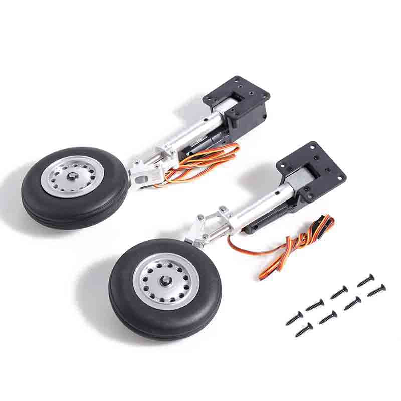 80mm main landing gear system for RC airplanes with two wheels and servos