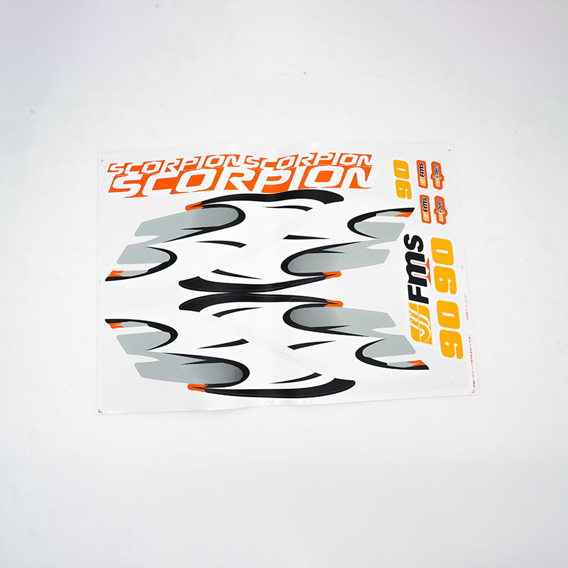 90mm Super Scorpion decal sheet with FMS branding and design elements