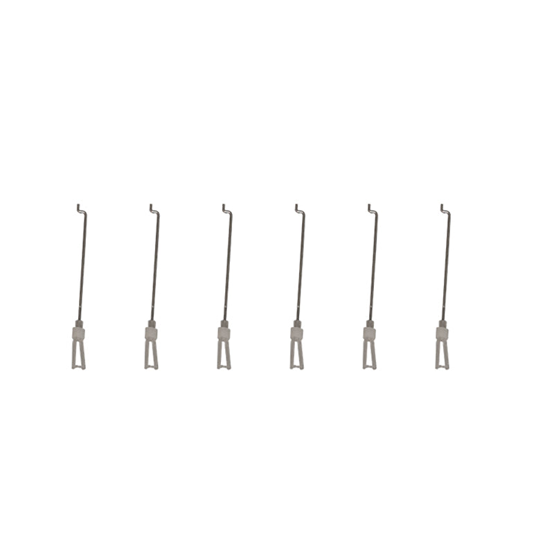 Set of six Maule linkage rods for RC airplane assembly.