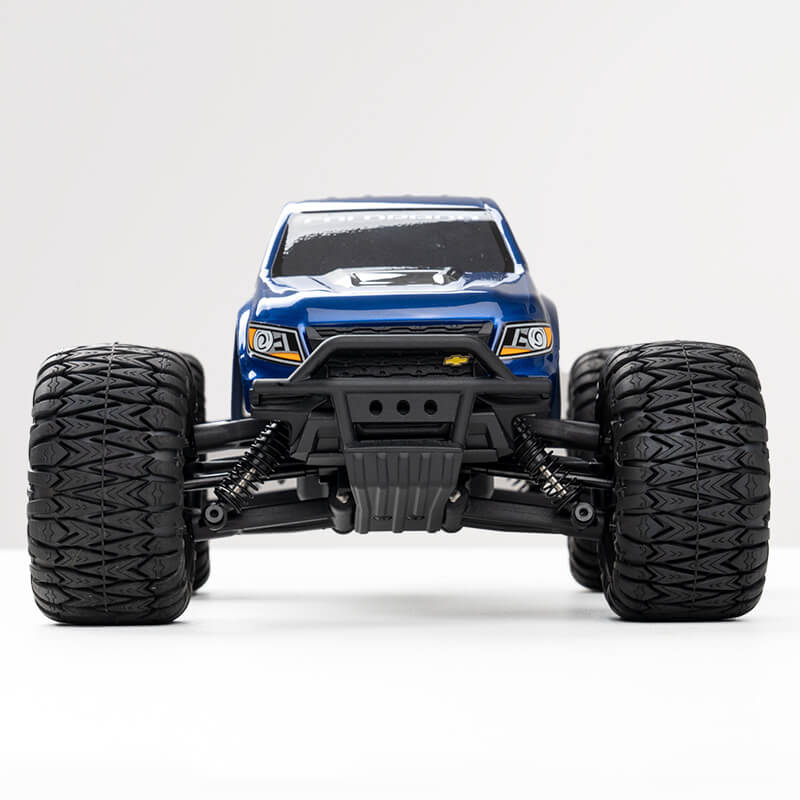 Blue FMS 1:24 Chevrolet Colorado monster truck RTR with large off-road tires