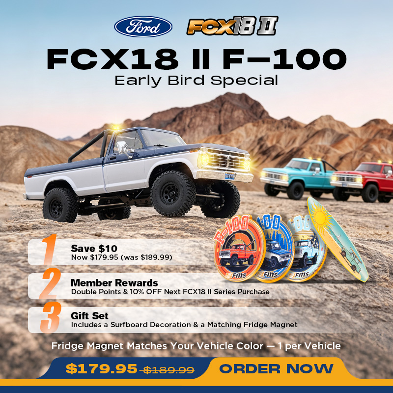 FMS 1:18 FCX18 II Ford F-100 RTR Brushed (199mm Wheelbase)