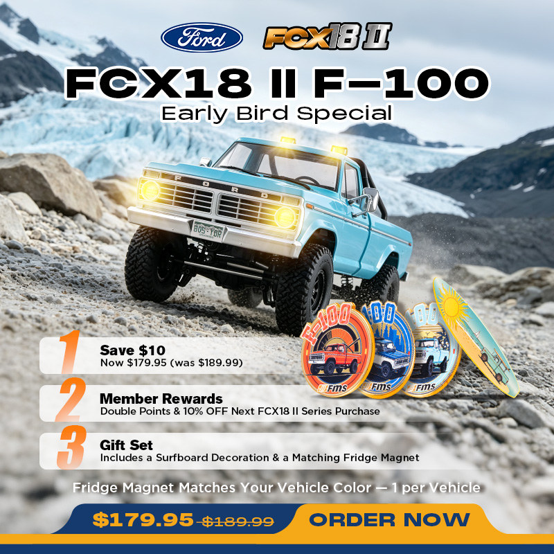 FMS 1:18 FCX18 II Ford F-100 RTR Brushed (199mm Wheelbase)