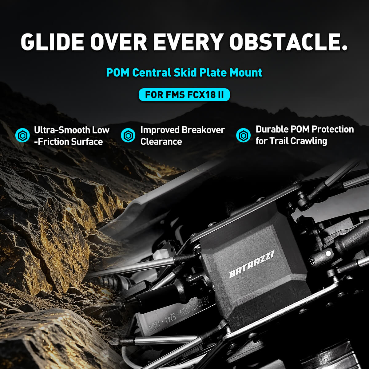 BATRAZZI POM Central Skid Plate Mount for FMS FCX18 II