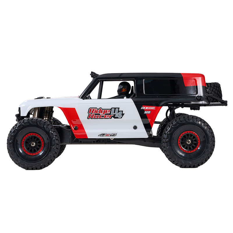 ROCHOBBY 1:7 Ridge Racer U4 Desert Buggy RS, white, red, black RC car with large tires and red wheel rings.