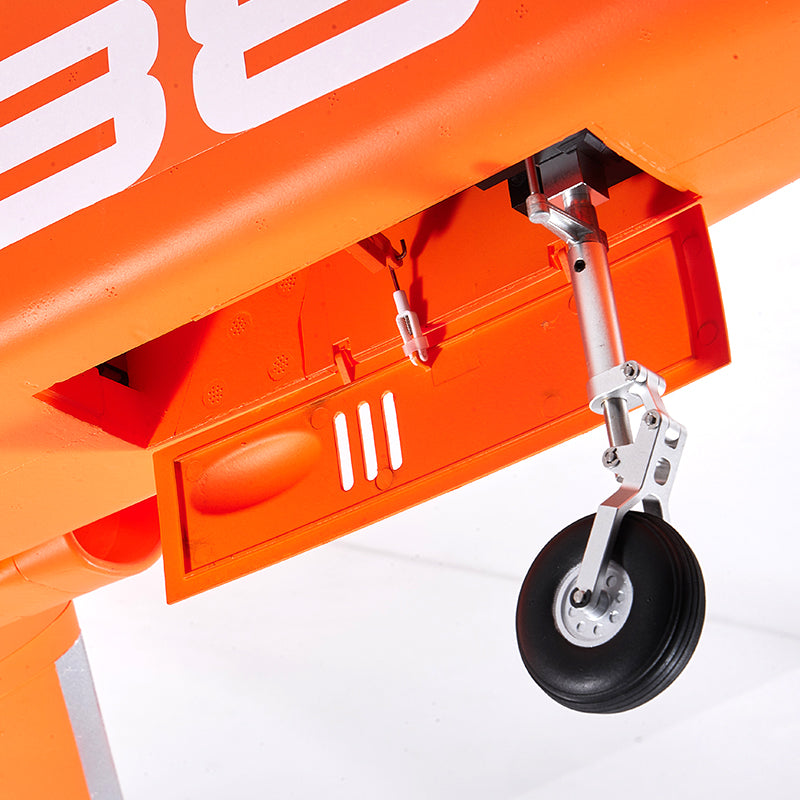 FMS 90mm Super Scorpion V2 jet front landing gear bay with retracted shock-absorbing strut and wheel.