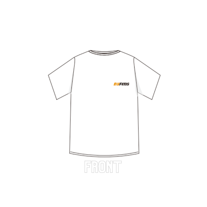 White FMS FMStival T-Shirt front with logo on chest.