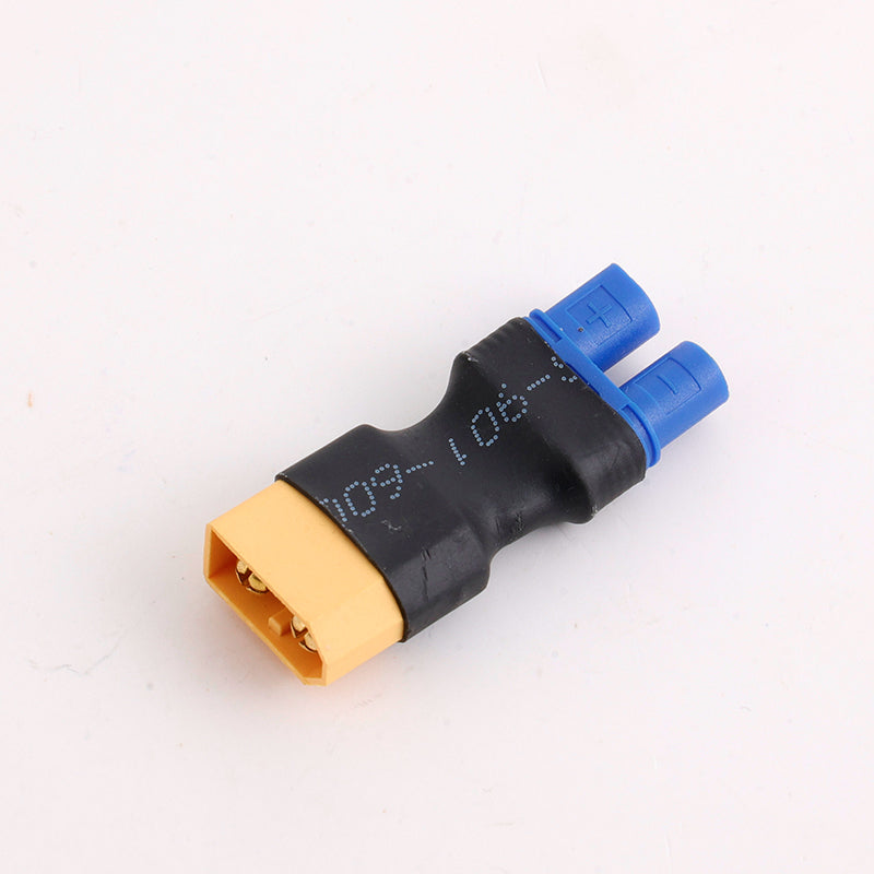 Yellow XT60 to dual blue connector RC battery adapter