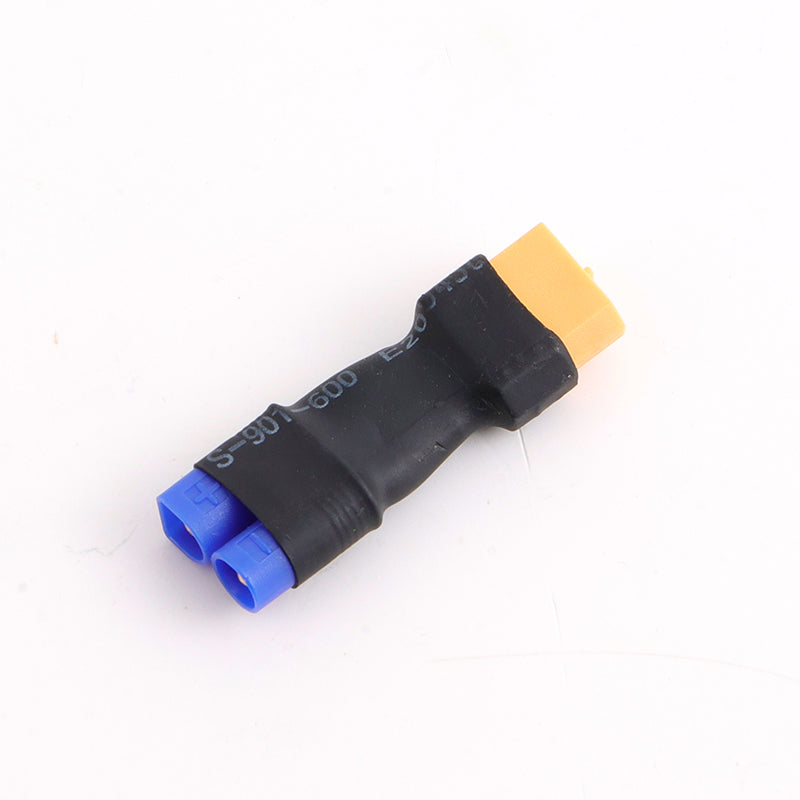 RC battery adapter with yellow male and dual blue female connectors, S-901-600
