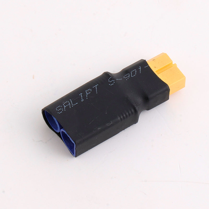 Black heat-shrink RC battery adapter Y-splitter with yellow connector