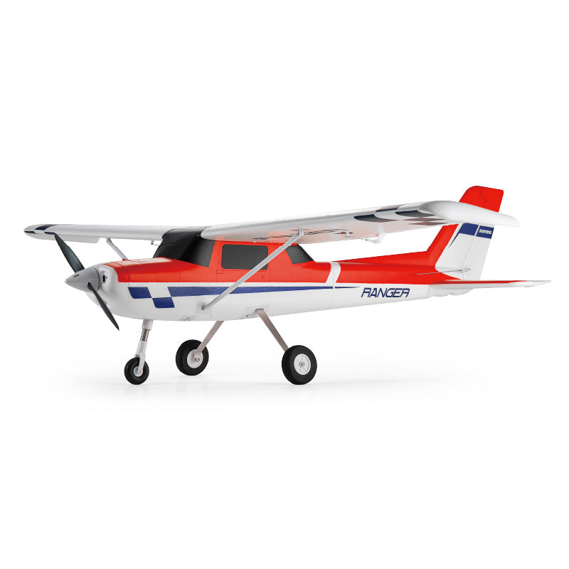 red and white RC Ranger trainer plane for indoor flying