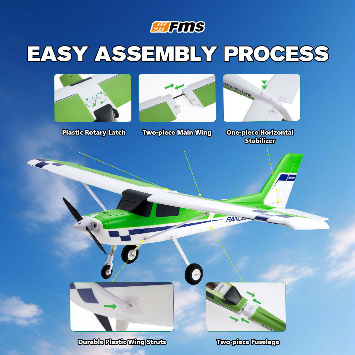 1220mm Ranger V2 RC Airplane | Reflex V3 & 3m STOL – FMS Hobby