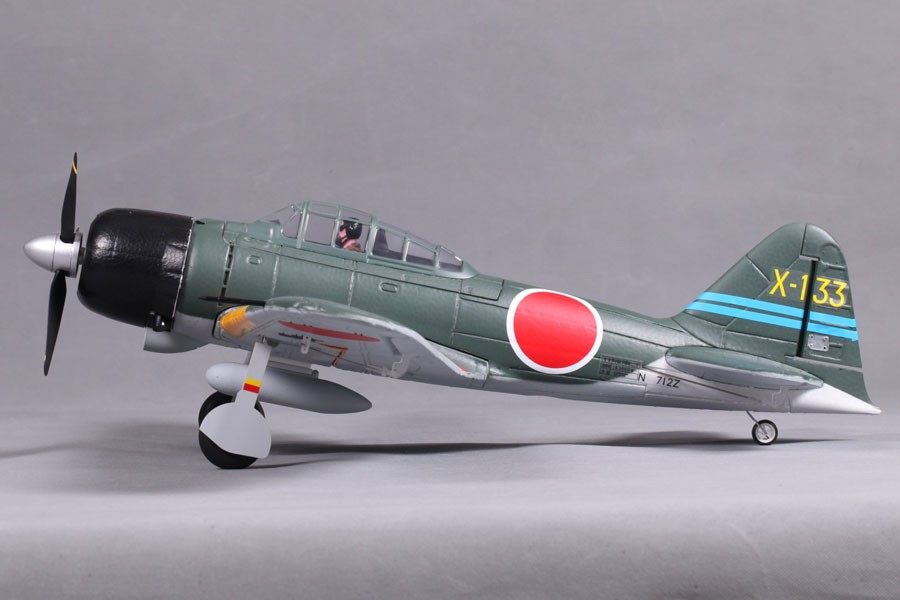FMS 800mm Zero A6M3 V2 PNP airplane model with red wing insignia and X-133 tail marking.