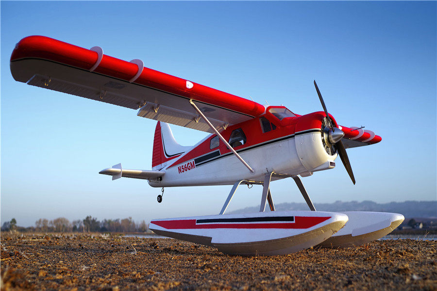 FMS 2000mm Beaver V2 Seaplane PNP with floats, red and white livery, N56GM registration