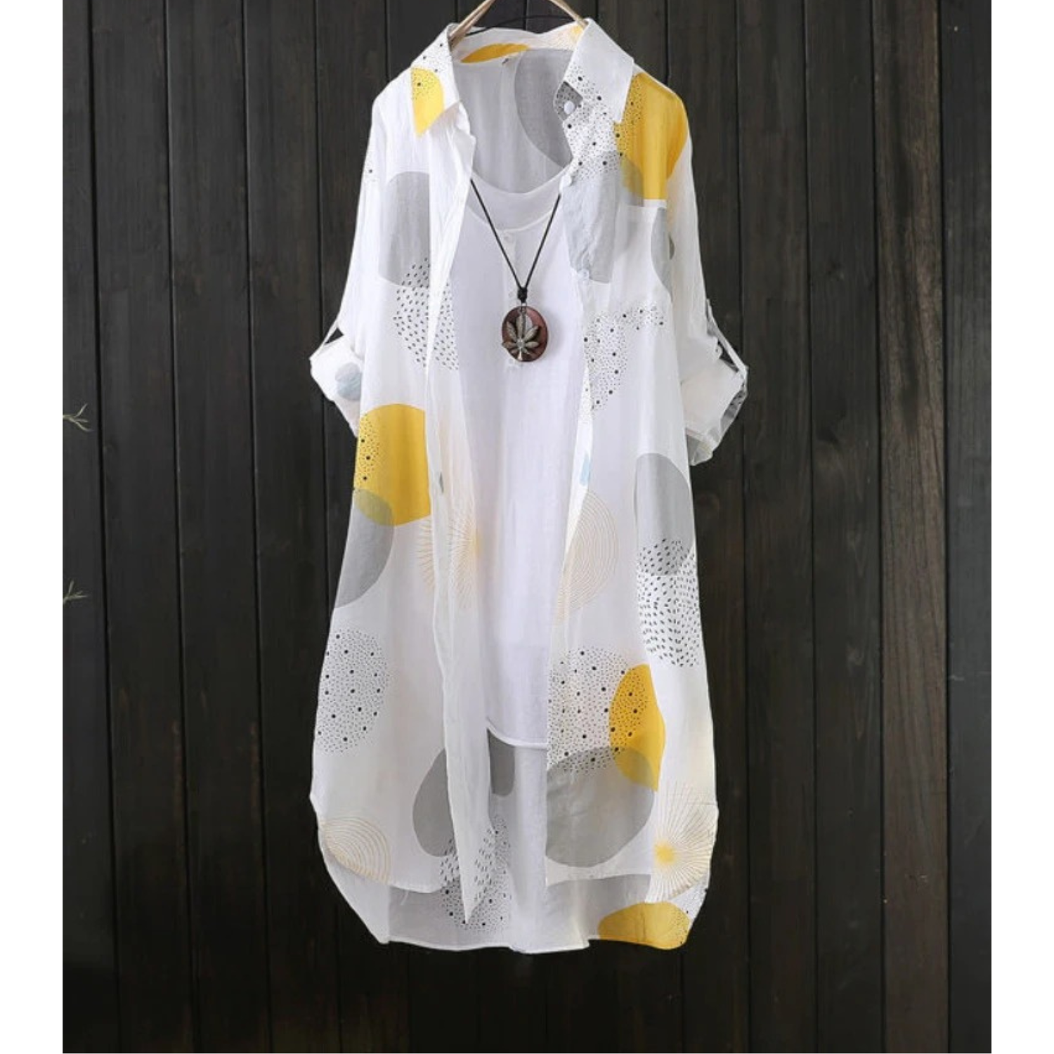 Leichtes - Hemdblusenkleid mit Business-Print für dich-Embercourt