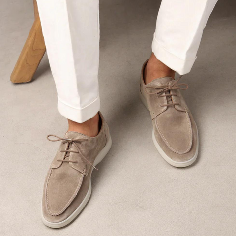 Giselbert - Herren Leder Loafers mit Schnürung Luxuriös und Frühlingsfrisch 2025 Beige