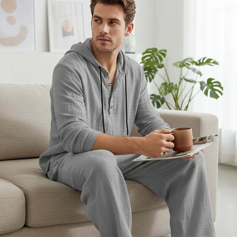 📢📢49 % Rabatt!! ⏰Herren Kapuze Casual Loose Top & Hose 2-teiliges Set