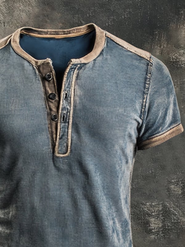 Lässiges Henley Oberteil Im Retro Farbblock Stil für Herren-Embercourt