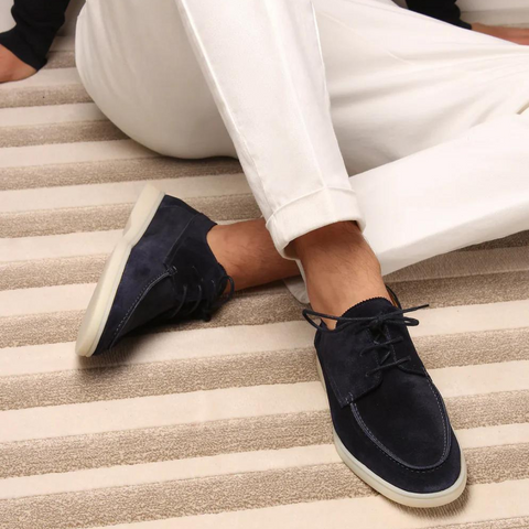 Giselbert - Herren Leder Loafers mit Schnürung Luxuriös und Frühlingsfrisch 2025 Schwarz