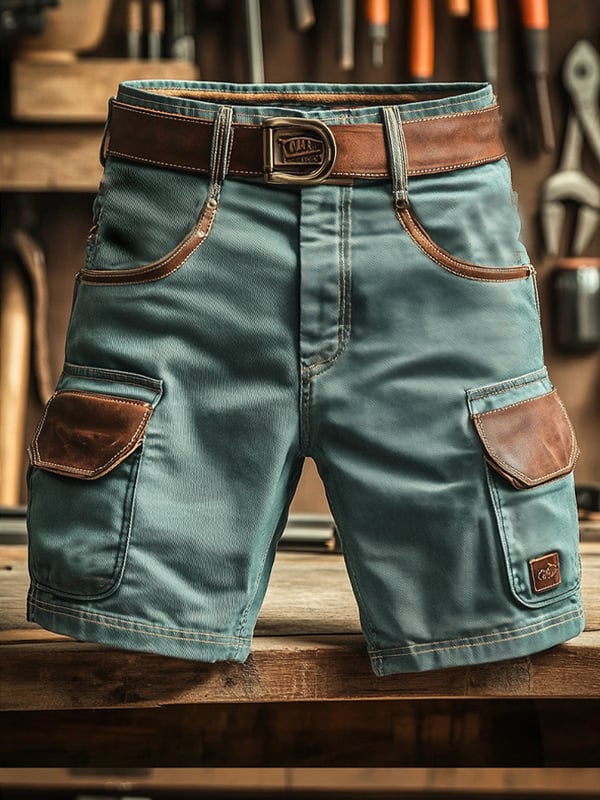 Herren-Outdoor-Cargoshorts Im Vintage Stil Mit Taschen Und Funktionalen Nähten (Mit Gürtel)-Embercourt