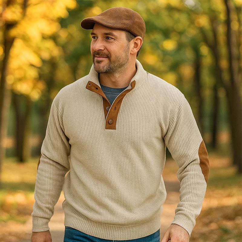 👔Herrenpullover In Cord Mit Stehkragen✈️2 kaufen und Versandkostenfrei