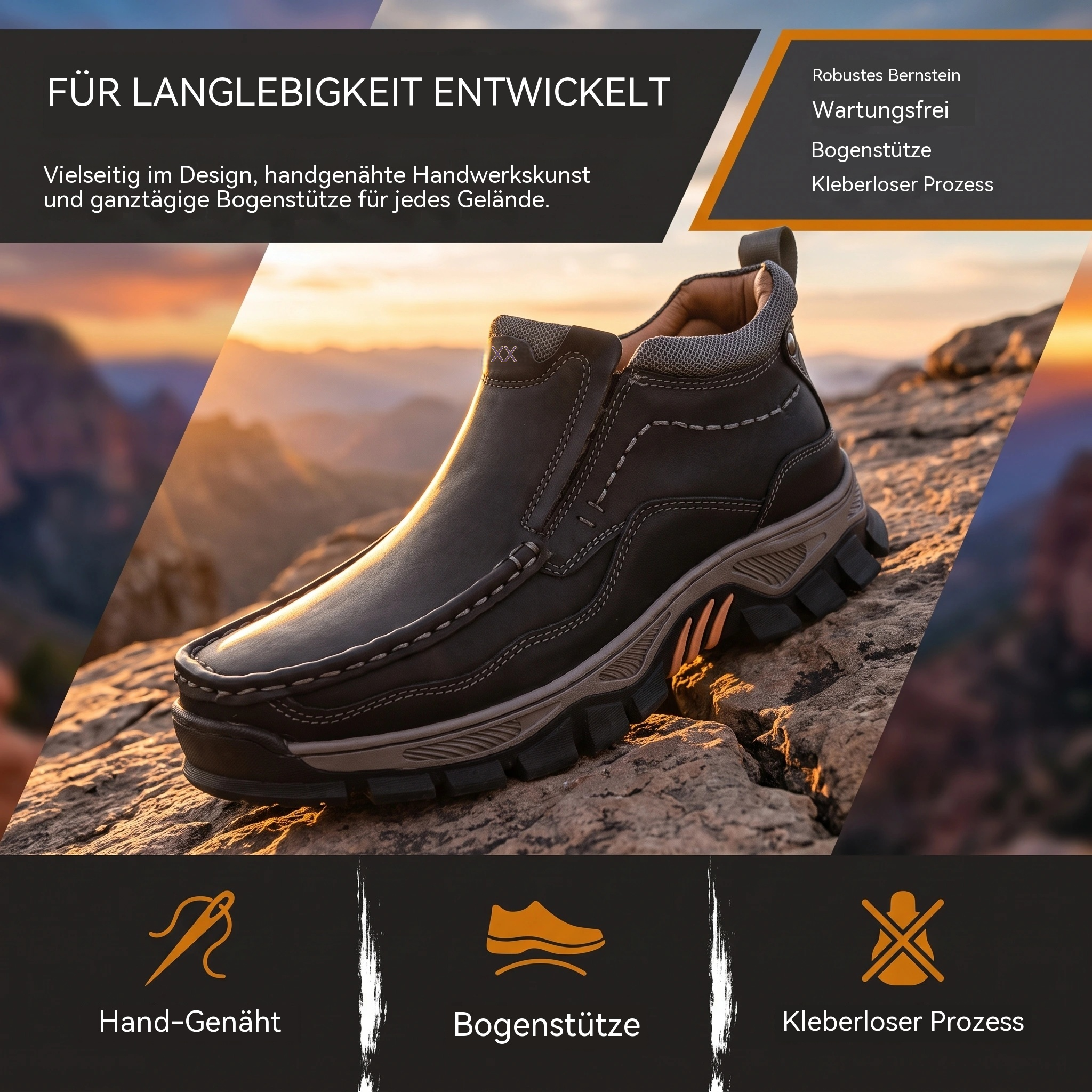  Orthopädische Herren-Wanderstiefel aus handgefertigtem Echtleder – komfortabel