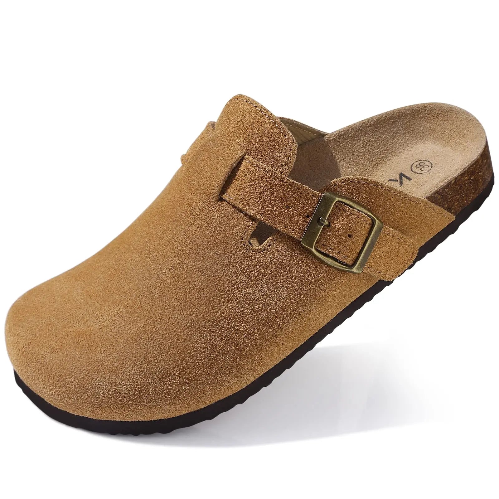 Genuine Suede Clogs – Unisex Comfort with Arch Support & Cork Footbed