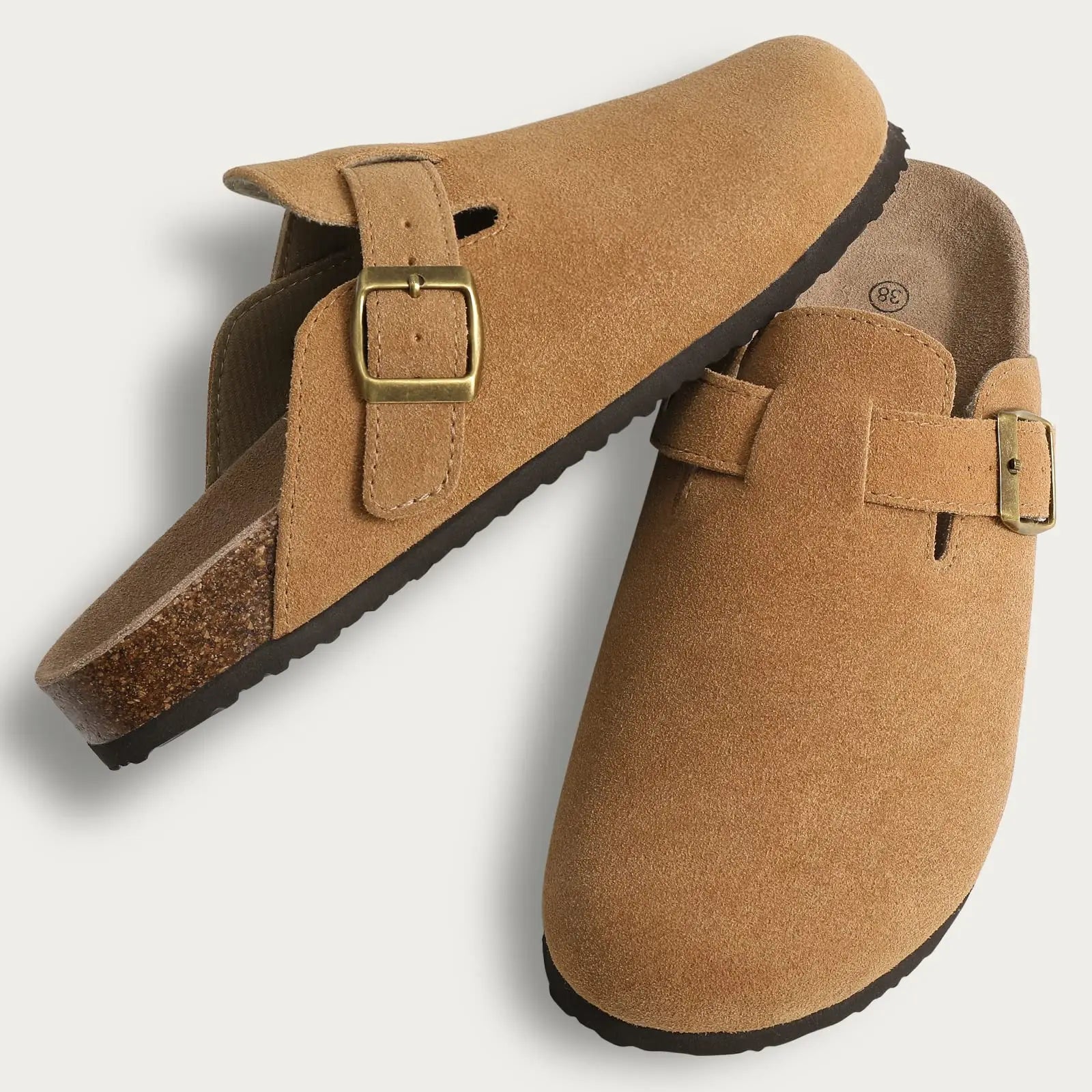 Genuine Suede Clogs – Unisex Comfort with Arch Support & Cork Footbed
