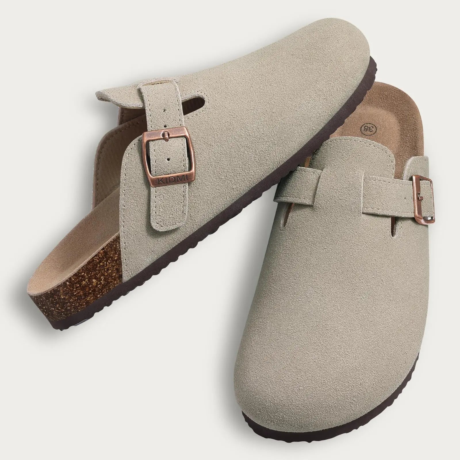 Genuine Suede Clogs – Unisex Comfort with Arch Support & Cork Footbed
