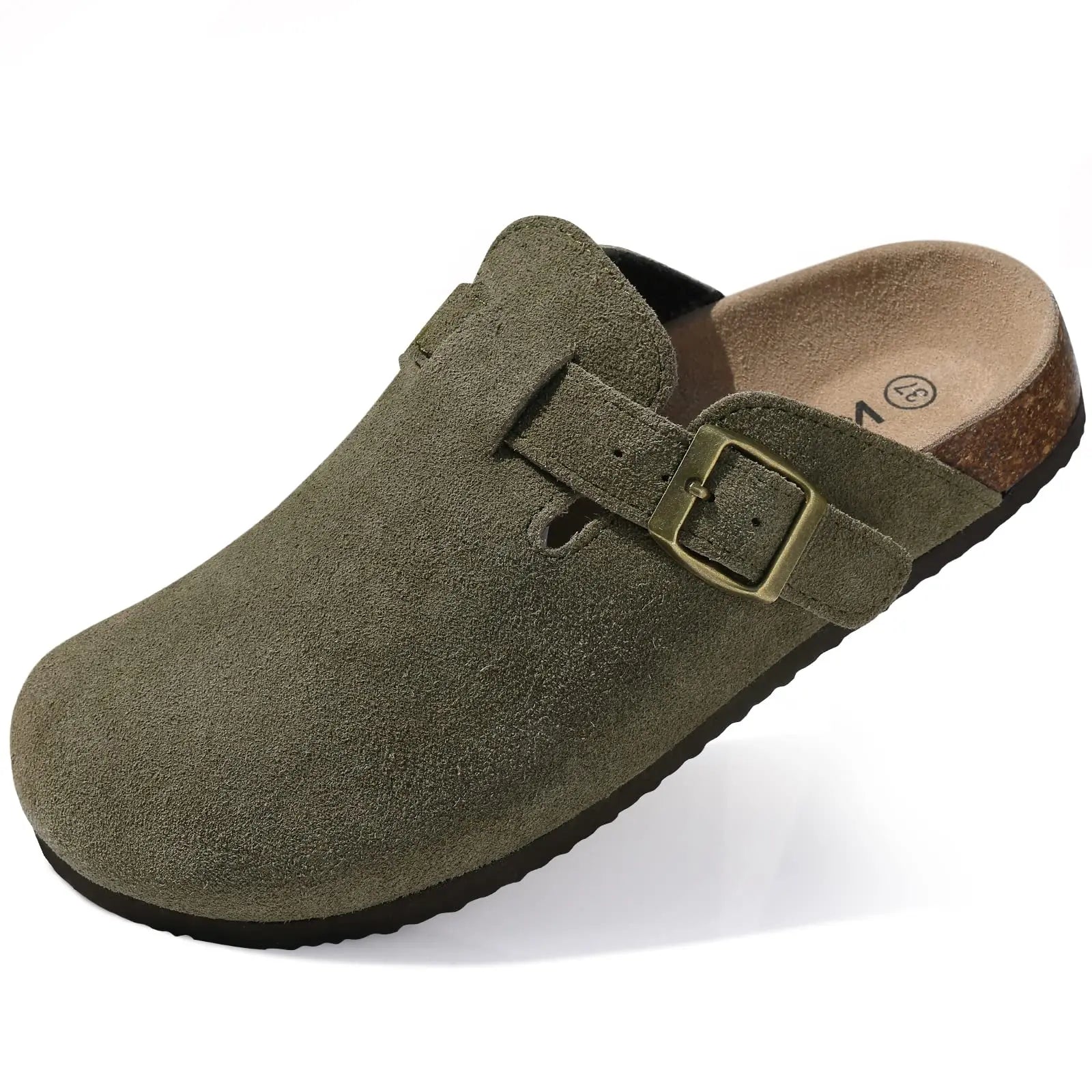 Genuine Suede Clogs – Unisex Comfort with Arch Support & Cork Footbed