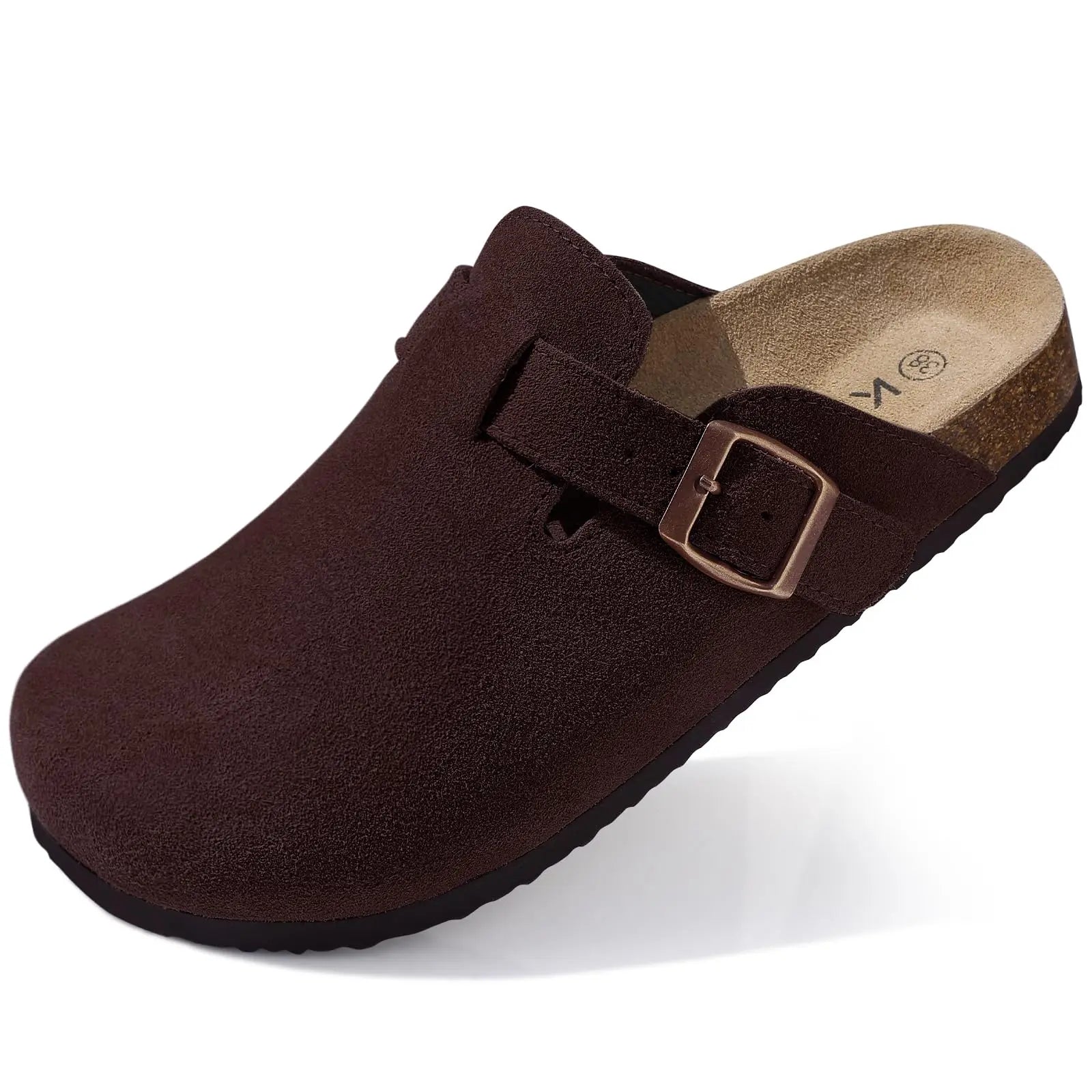 Genuine Suede Clogs – Unisex Comfort with Arch Support & Cork Footbed