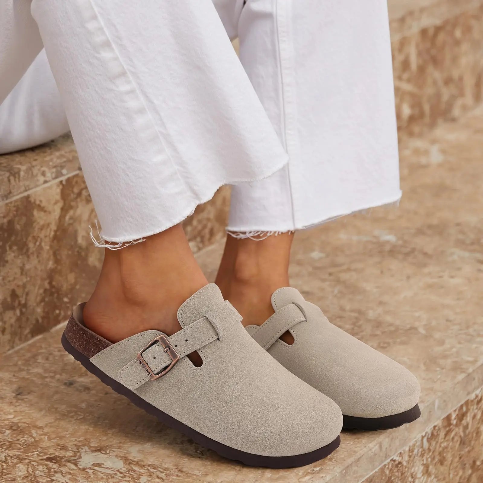 Genuine Suede Clogs – Unisex Comfort with Arch Support & Cork Footbed