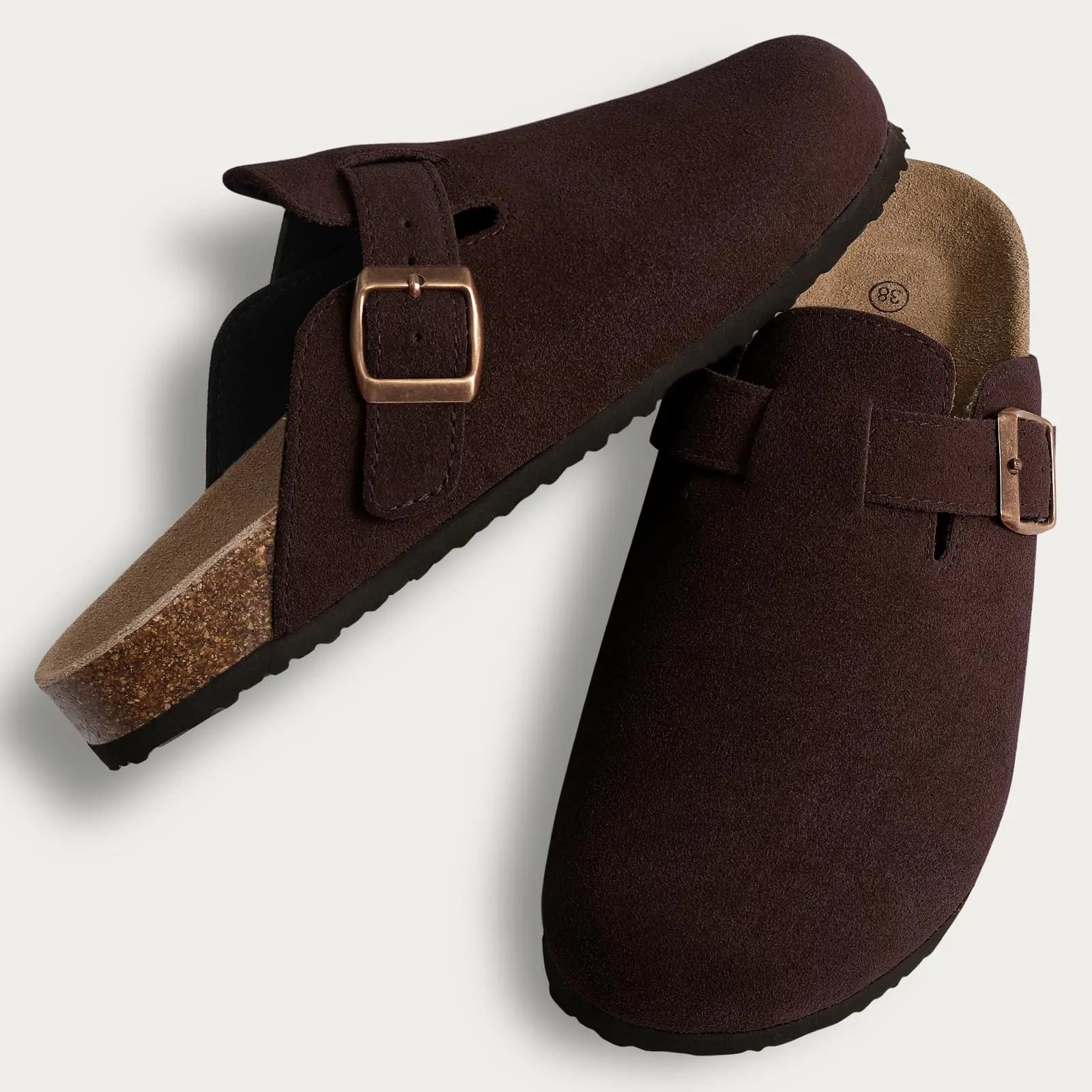 Genuine Suede Clogs – Unisex Comfort with Arch Support & Cork Footbed