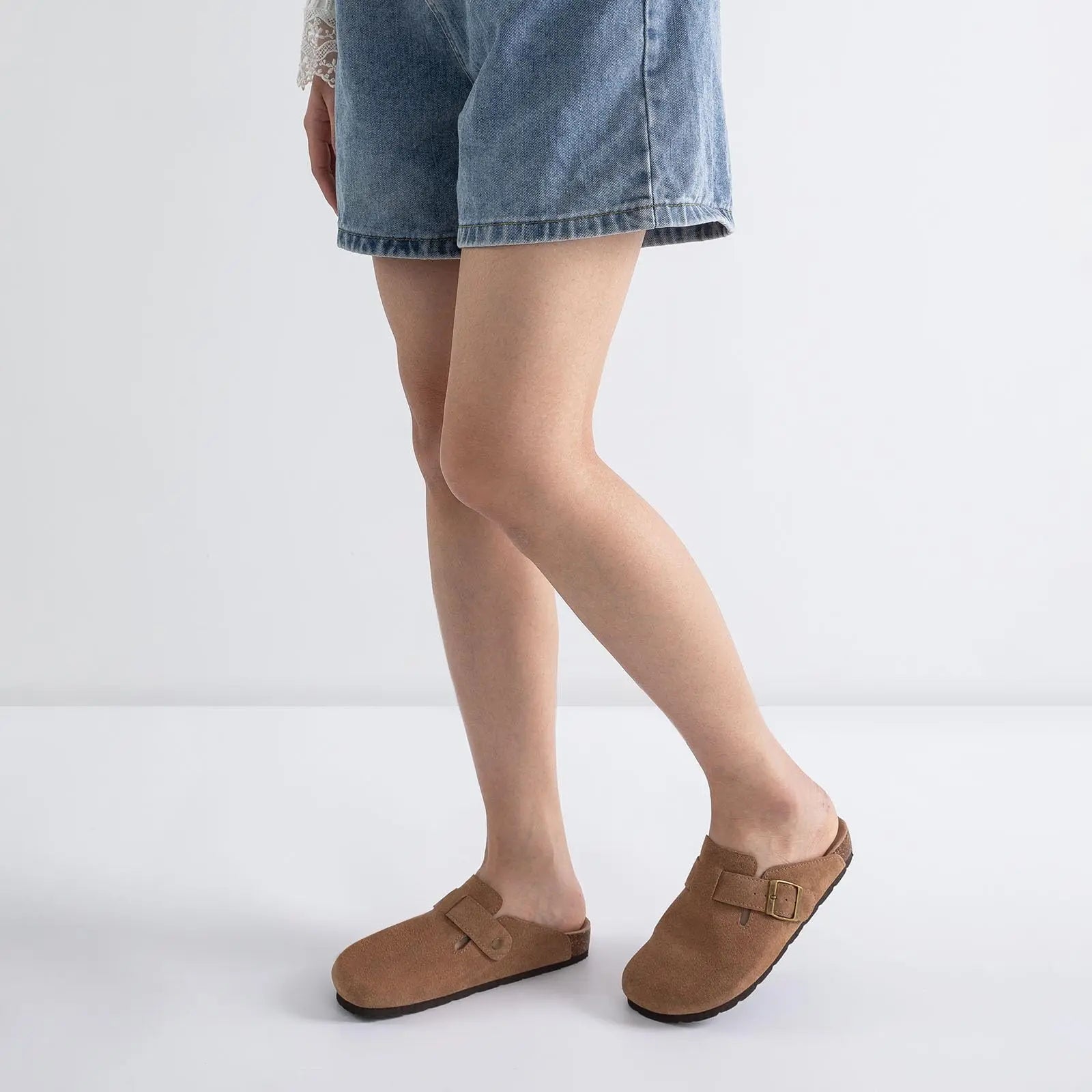 Genuine Suede Clogs – Unisex Comfort with Arch Support & Cork Footbed