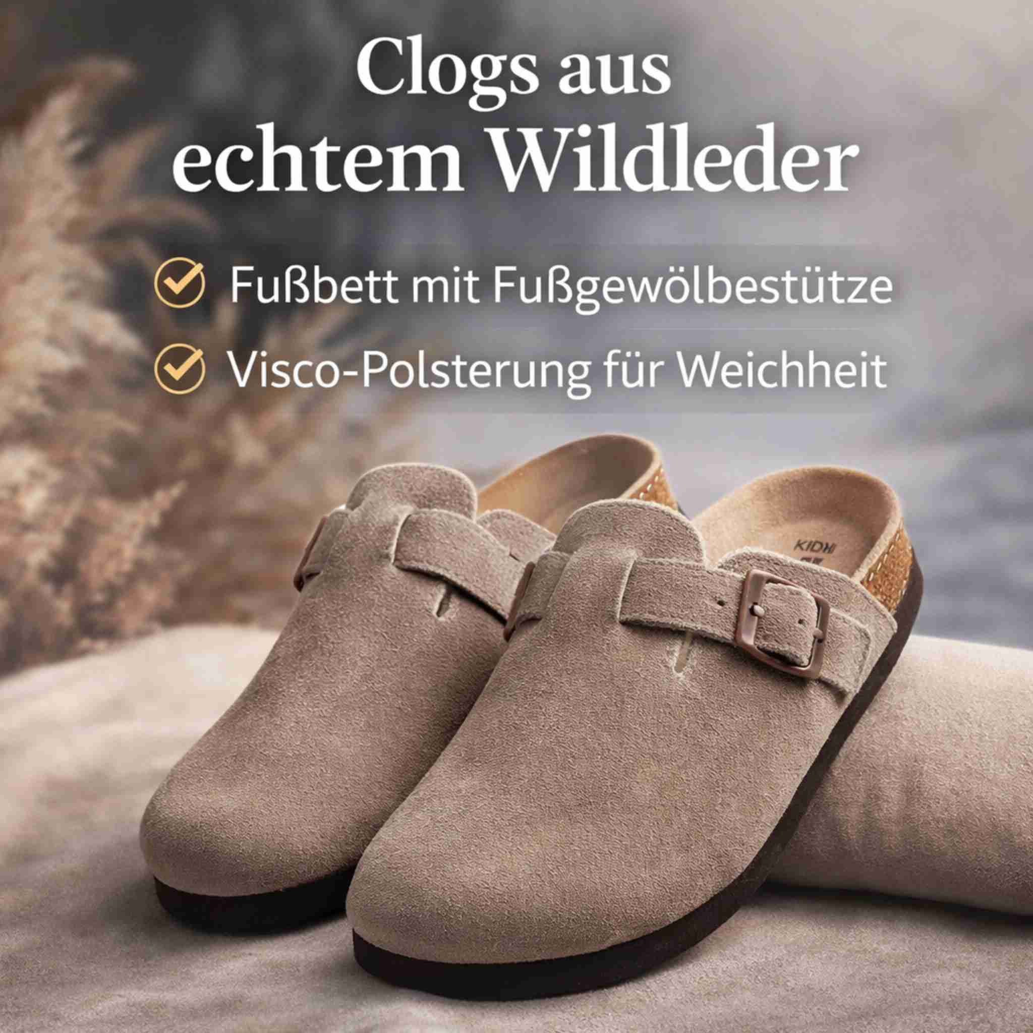 Genuine Suede Clogs – Unisex Comfort with Arch Support & Cork Footbed